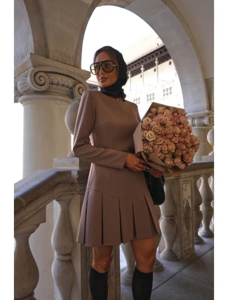 M872 Šaty s obrácenými záhyby - mocca