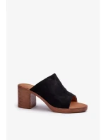 Elegantní lehké dámské pantofle na vysokém podpatku černá Varnila