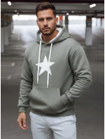 Pánská khaki mikina s kapucí FashionStreet BX5928 Pánská khaki mikina s kapucí FashionStreet BX5928
