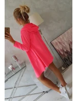 Volná bunda s kapucí růžová neonová