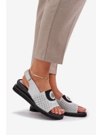 Dámské sandály na klínu stříbrné Isnnoria