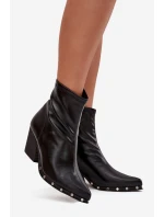Dámské kožené boty na podpatku černé Abrielle Dámské kožené boty na podpatku černé Abrielle