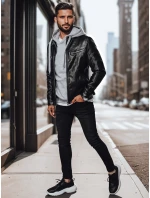 Pánská kožená bunda černá FashionStreet TX4330