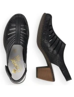 Dámské pohodlné kožené sandály na podpatku Rieker 40959-00