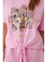 Sada s potiskem new punto halenkové + šortky světle růžová