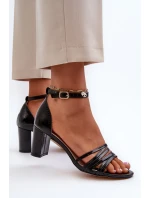 Sandály Na Podpatku S Pásky Černé Enitia