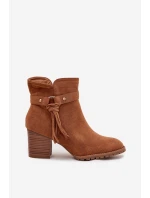 Dámské kotníkové boty na sloupku s třásněmi Camel Rosabella