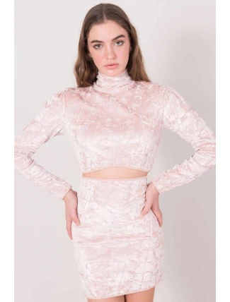 Dámský velurový Top 15570 pudr béžová - BSL