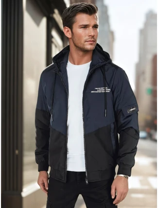 Pánská přechodná bunda s kapucí modrá FashionStreet TX5026