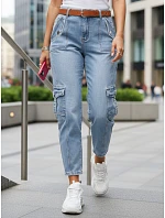 Dámské džíny balonového střihu s cargo kapsami modré FashionStreet UY2923