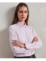 Premier PR 338 Oxford pruhovaná halenka s dlouhým rukávem 39.0338 white/pink