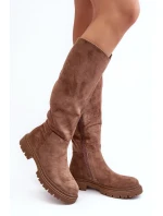 Dámské Ocieplené Kozaky Před Kolenem Brązové Heliofa Dámské Ocieplené Kozaky Před Kolenem Brązové Heliofa