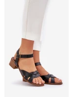 Kožené Sandály Na Jemném Podpatku Zazoo 40372 Černé Kožené Sandály Na Jemném Podpatku Zazoo 40372 Černé