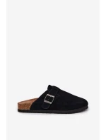 Semišové Dámské Pantofle S Přezkou Big Star RR274A384 Černé