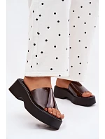 Dámské platformové sandály s průhledným páskem Černé Selestia