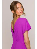 S398 Tužkové šaty s rozparky na bocích - levandulová barva