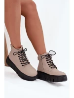 Dámské kožené kotníkové boty na platformě Vinceza – béžové