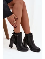 Dámské botky na podpatku s páskem Mirielle – černé