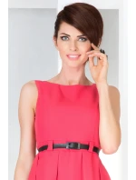 Dámské společenské šaty NUMOCO s páskem středně dlouhé růžové - Růžová / XL - Numoco