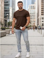 Pánské tričko s výraznou bavlnou hnědé FashionStreet NX5123R