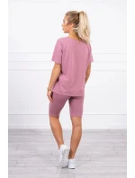 Komplet top+legginsy ciemny różowy