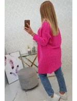 Svetr s netopýřími rukávy růžový neonový