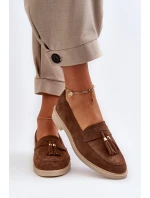 Zazoo 3420 Semišové Dámské Mokasíny na Ploché Podrážce Hnědé