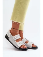 Dámské bílé zdobené džínové sandály Irmale