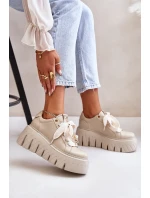 Dámské tenisky na masivní podrážce se zlatou ozdobou CheBello 4530 Béžové Dámské tenisky na masivní podrážce se zlatou ozdobou CheBello 4530 Béžové