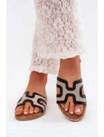 Dámské Pantofle Na Plochém Podpatku Černé Vereya