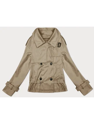 Tmavě béžová bunda s podšívkou a s klopami (1802#-5) Tmavě béžová bunda s podšívkou a s klopami (1802#-5)