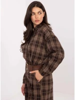 Hnědá dámská flanelová károvaná košile (21638)