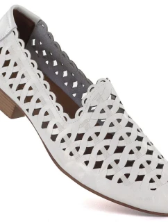 Dámské kožené polobotky Jezzi OL50-1, bílé