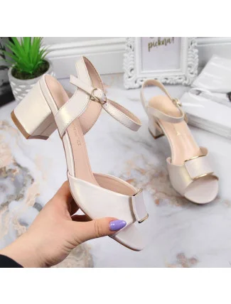 Sergio Leone W SK139F béžové sandály na vysokém jehlovém podpatku