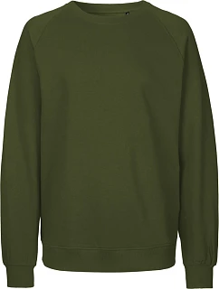 Neutral O 63001 Unisex raglánová mikina z bio bavlny 77.6301 military