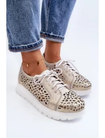 Kožené Polobotky Na Platformě Bežové Hypnosis