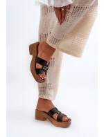 Zazoo 40412 Kožené Elegantní Dámské Žabky S Zlatým Ozdobou Černé Zazoo 40412 Kožené Elegantní Dámské Žabky S Zlatým Ozdobou Černé