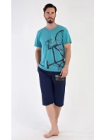 Pánské pyžamo bermudy Dominik mentolové - Vienetta