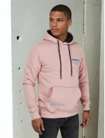 FashionStreet pánská růžová mikina s kapucí BX5692 FashionStreet pánská růžová mikina s kapucí BX5692