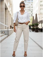 Dámské džíny regular fit high rise ecru FashionStreet UY2987
