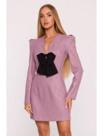 M869 Tweed šaty s výstřihem do V - marsala