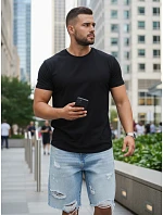 Pánské klasické černé tričko FashionStreet RY5671