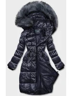 Tmavě modrá dámská metalická zimní bunda (B8073-3)