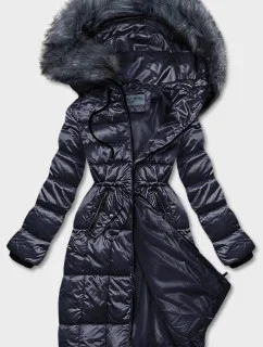 Tmavě modrá dámská metalická zimní bunda (B8073-3)
