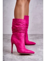 Dámské mačkané kozačky kozačky růžové Laguna Dámské mačkané kozačky kozačky růžové Laguna