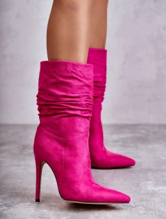 Dámské mačkané kozačky kozačky růžové Laguna