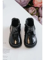 Dětské Lakované zateplené boty černé Porky Dětské Lakované zateplené boty černé Porky