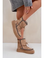 Dámské Sněhule S Výšivkou Na Platformě Hnědé Naleris