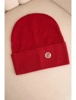 Dámská čepice z modalu a viskózy s ozdobným knoflíkem bordová