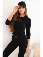 Dámská souprava z bavlny s dlouhým rukávem a legínami granátová